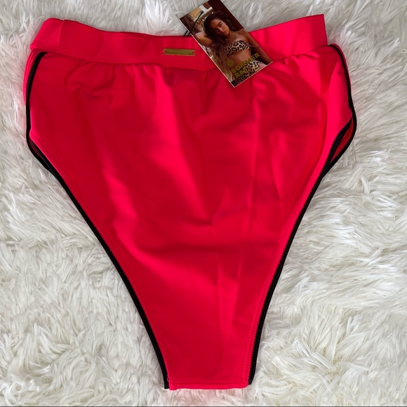 NEW Sommer Ray High Rise Piping Bikini Bottoms in Neon Red Size XS - Picture 5 of 6